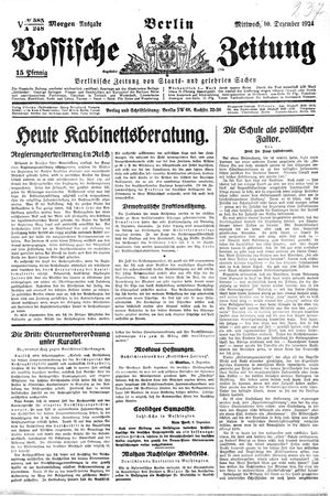 Vossische Zeitung on Dec 10, 1924