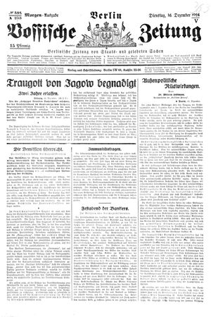 Vossische Zeitung on Dec 16, 1924