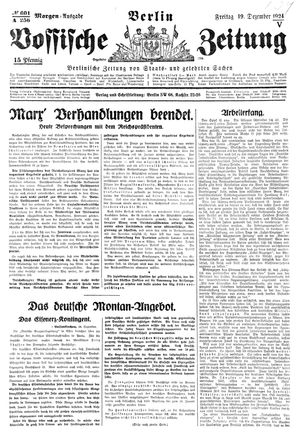 Vossische Zeitung vom 19.12.1924