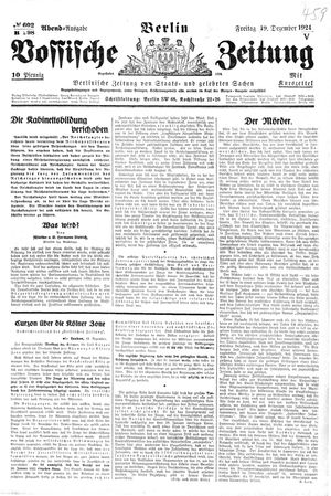 Vossische Zeitung vom 19.12.1924