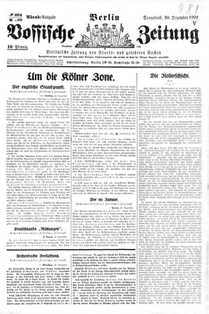 Vossische Zeitung vom 20.12.1924