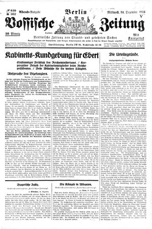 Vossische Zeitung vom 24.12.1924