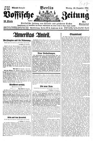 Vossische Zeitung vom 29.12.1924