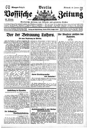 Vossische Zeitung on Jan 14, 1925
