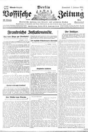 Vossische Zeitung on Feb 7, 1925