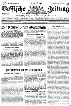 Vossische Zeitung on Feb 17, 1925