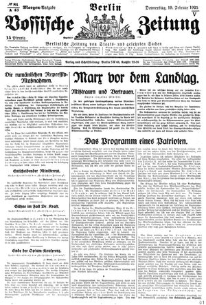 Vossische Zeitung vom 19.02.1925