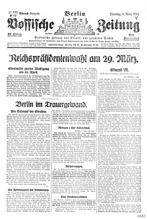 Vossische Zeitung on Mar 3, 1925
