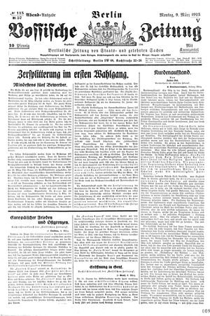 Vossische Zeitung on Mar 9, 1925