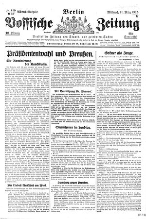 Vossische Zeitung vom 11.03.1925