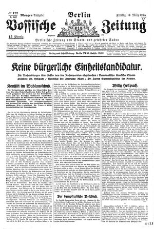 Vossische Zeitung on Mar 13, 1925