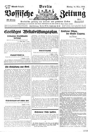 Vossische Zeitung on Mar 16, 1925