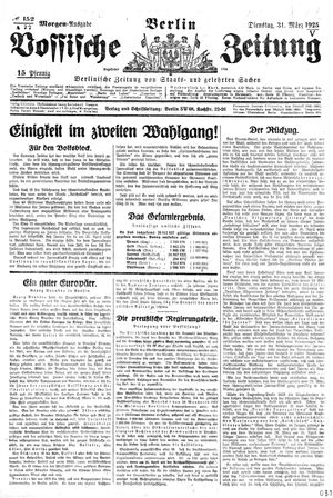 Vossische Zeitung on Mar 31, 1925