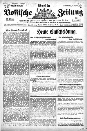 Vossische Zeitung on Apr 2, 1925