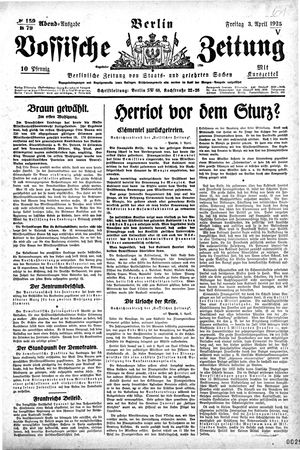 Vossische Zeitung on Apr 3, 1925