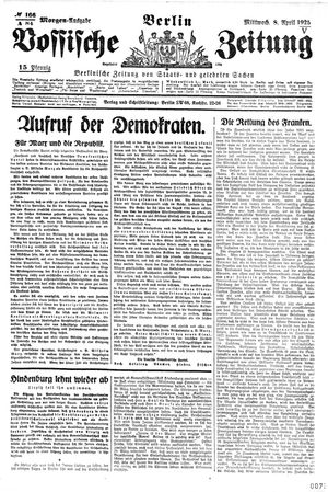 Vossische Zeitung vom 08.04.1925