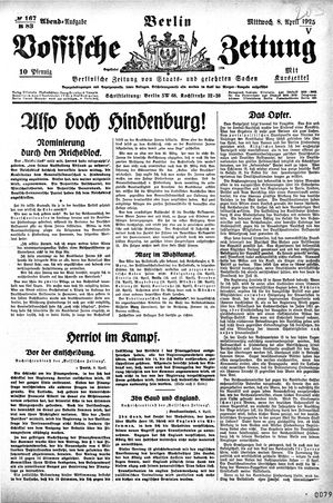 Vossische Zeitung vom 08.04.1925