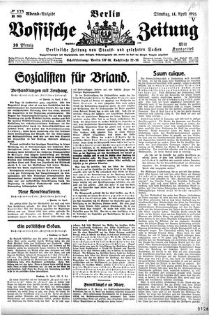 Vossische Zeitung vom 14.04.1925