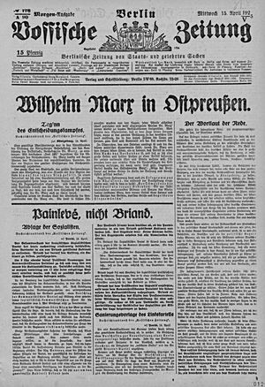 Vossische Zeitung on Apr 15, 1925
