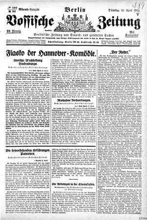 Vossische Zeitung vom 21.04.1925