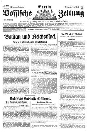 Vossische Zeitung on Apr 22, 1925