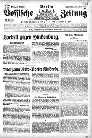 Vossische Zeitung vom 23.04.1925