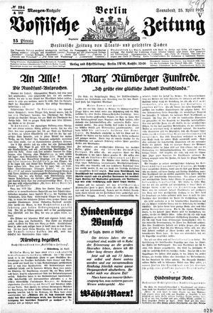 Vossische Zeitung on Apr 25, 1925