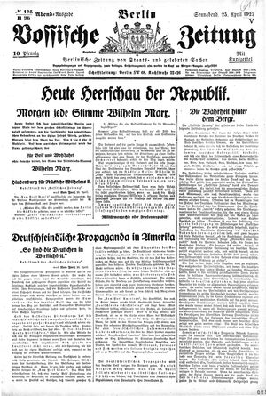 Vossische Zeitung vom 25.04.1925