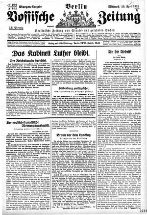 Vossische Zeitung vom 29.04.1925