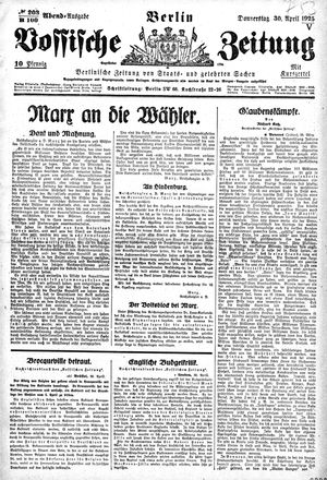 Vossische Zeitung on Apr 30, 1925