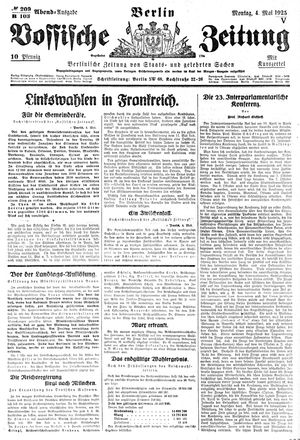 Vossische Zeitung vom 04.05.1925