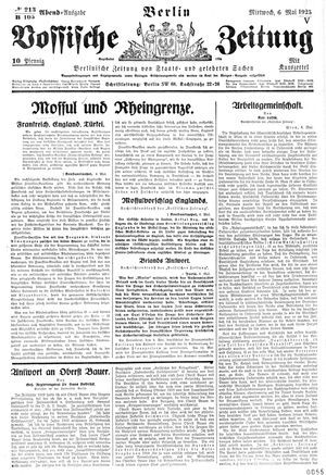 Vossische Zeitung vom 06.05.1925
