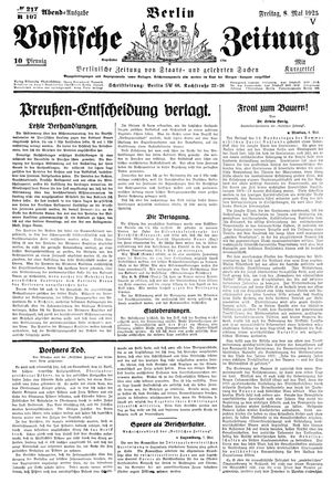 Vossische Zeitung vom 08.05.1925