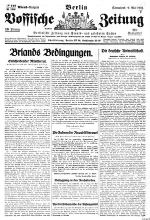 Vossische Zeitung vom 09.05.1925