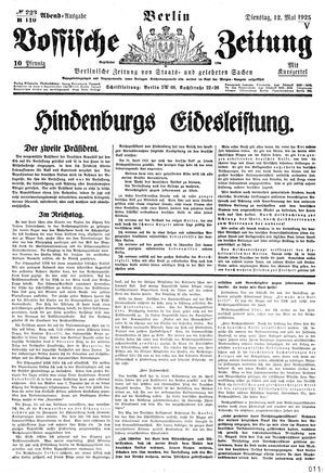 Vossische Zeitung on May 12, 1925
