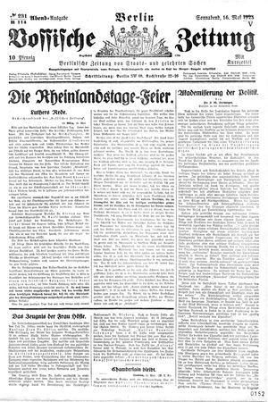 Vossische Zeitung on May 16, 1925