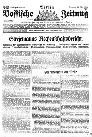 Vossische Zeitung on May 19, 1925