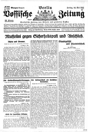 Vossische Zeitung vom 22.05.1925