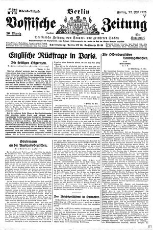Vossische Zeitung vom 22.05.1925