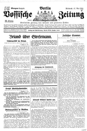 Vossische Zeitung vom 27.05.1925