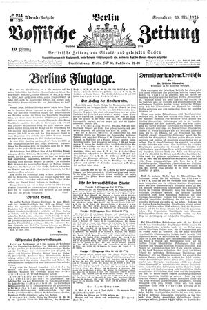 Vossische Zeitung on May 30, 1925