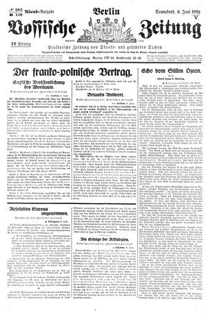 Vossische Zeitung vom 06.06.1925