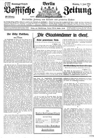 Vossische Zeitung vom 07.06.1925