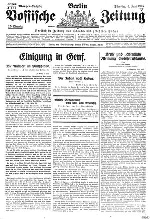 Vossische Zeitung vom 09.06.1925