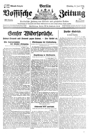 Vossische Zeitung on Jun 9, 1925