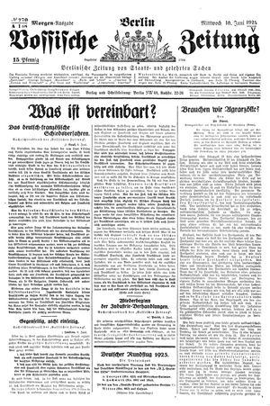 Vossische Zeitung vom 10.06.1925