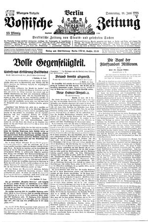 Vossische Zeitung on Jun 11, 1925