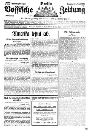 Vossische Zeitung vom 21.06.1925