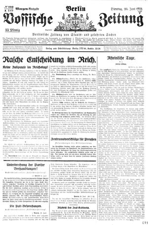 Vossische Zeitung vom 23.06.1925