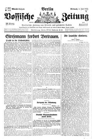 Vossische Zeitung vom 01.07.1925